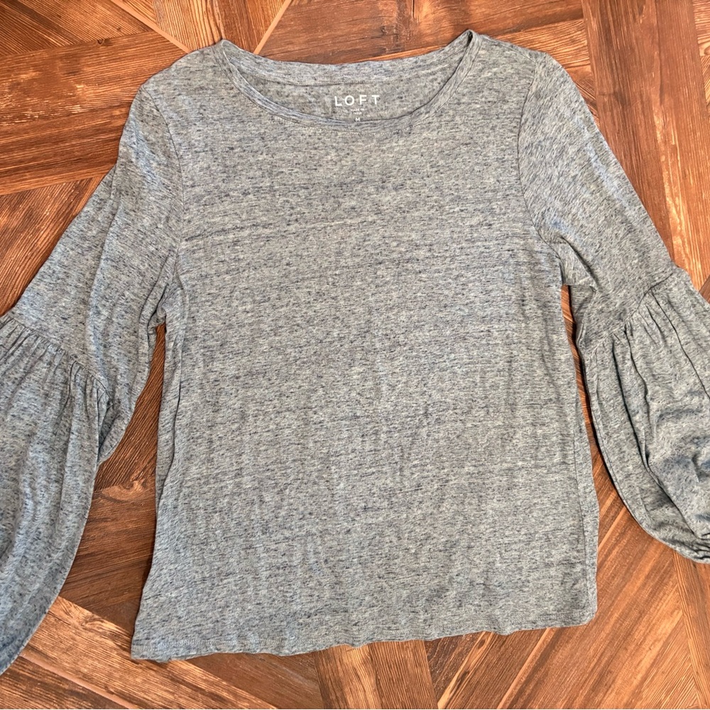 LOFT Gray Women's Bell Sleeve Top Medium